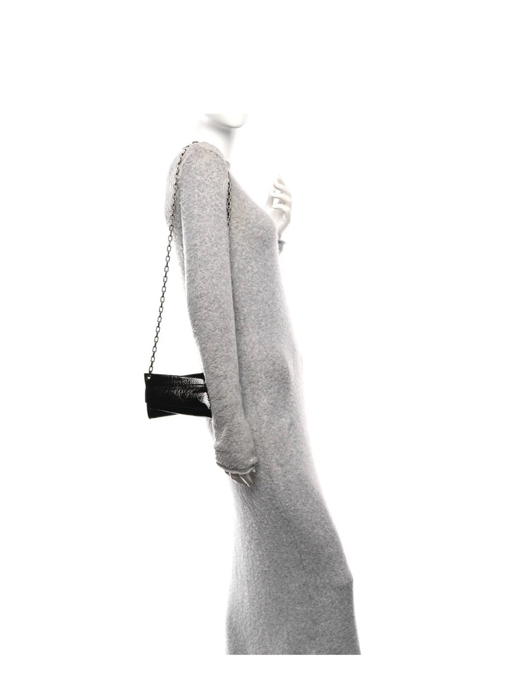 C L Loubitwist Black Patent Leather Mini Chain Shoulder Bag with Gunmetal Chain - Picture 6 of 9